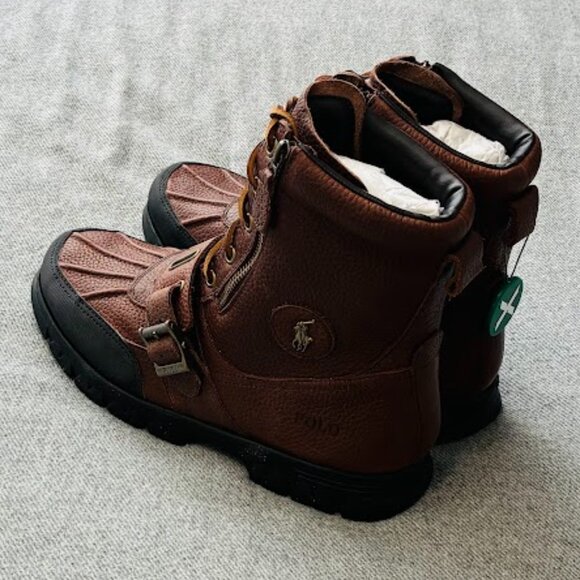 NWT Deadstock Polo Ralph Lauren Andres III Brown Leather Boots size 13D - Picture 3 of 6